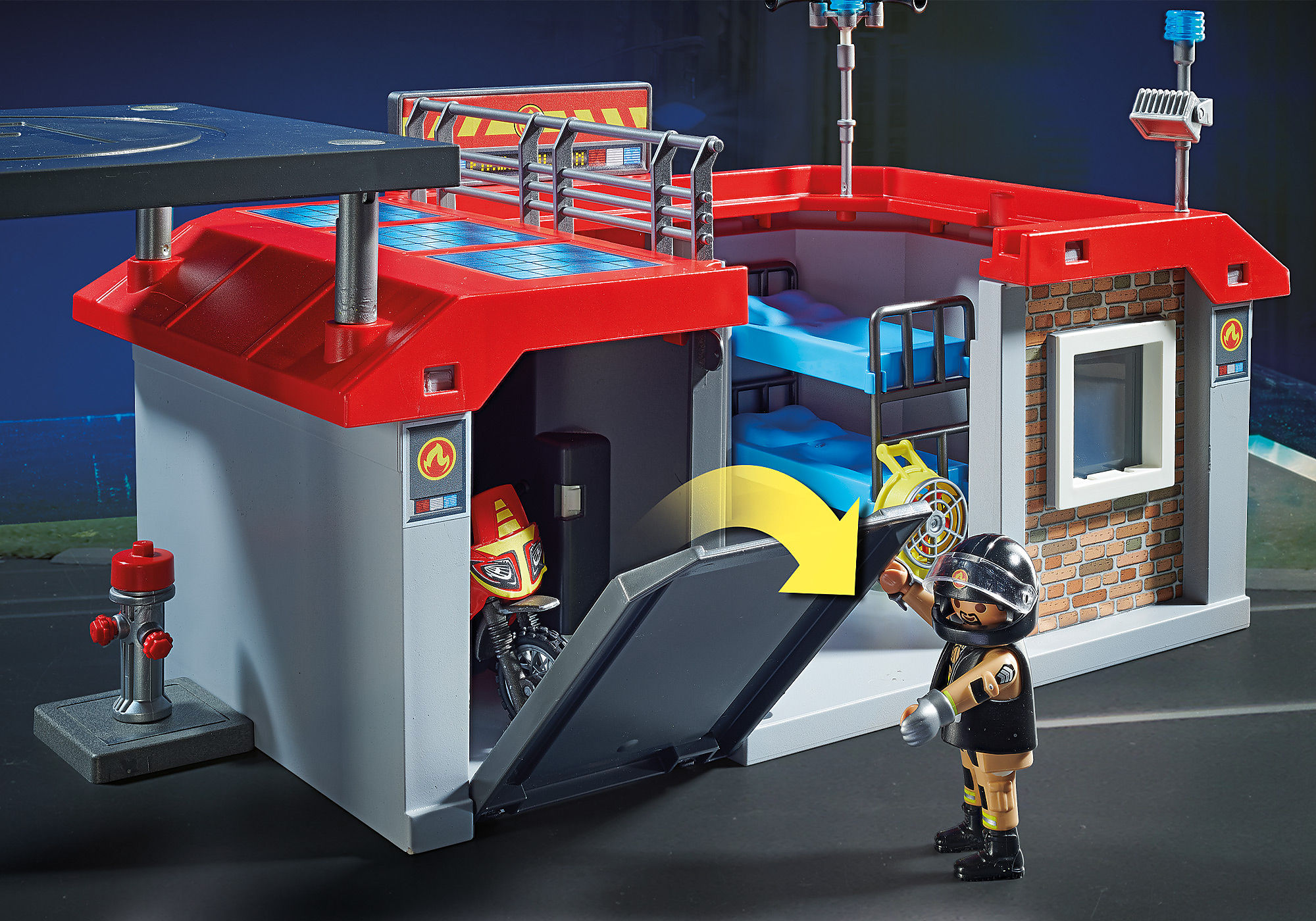 PLAYMOBIL - Caserne de Pompiers Transportable - Les pompiers