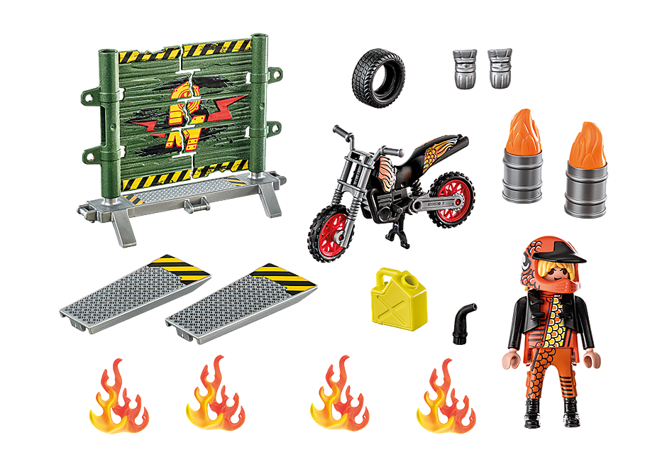 71256 Starter Pack med stuntshow-motorcykel og ildvæg detail image 3