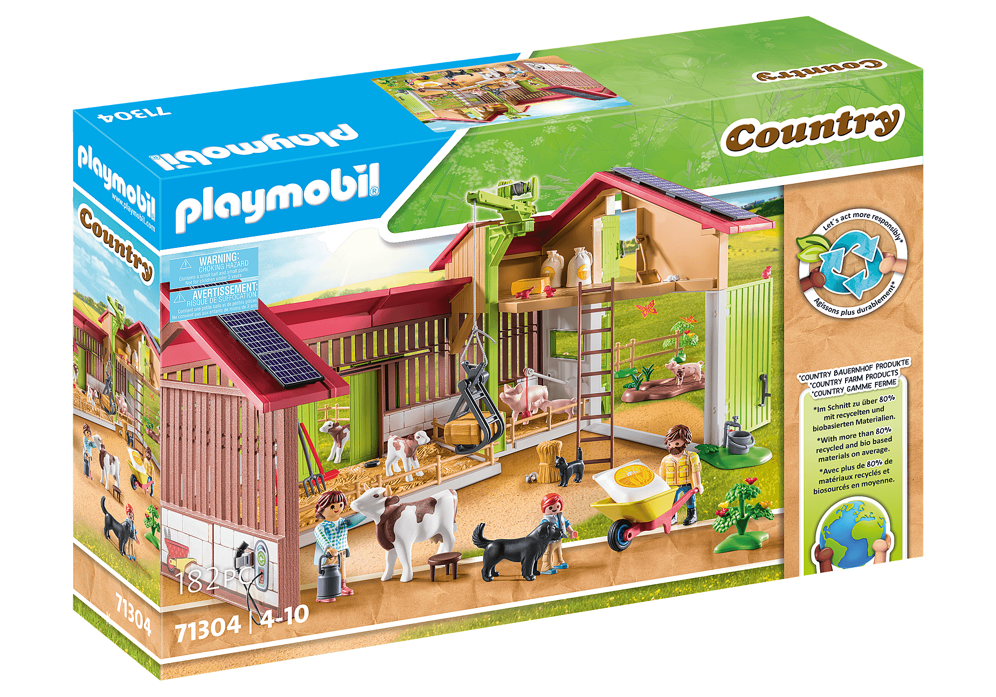 PLAYMOBIL Country 71004 Großer Traktor mit Zubehör und Anhängerkupplung,  Spielzeug für Kinder ab 4 Jahren