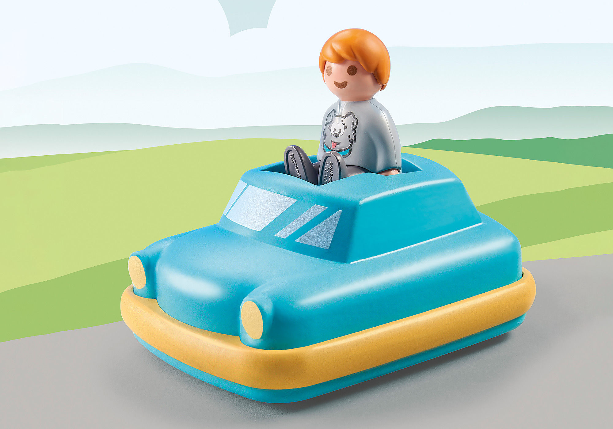 Enfant garçon dans sa petite voiture playmobil - Playmobil