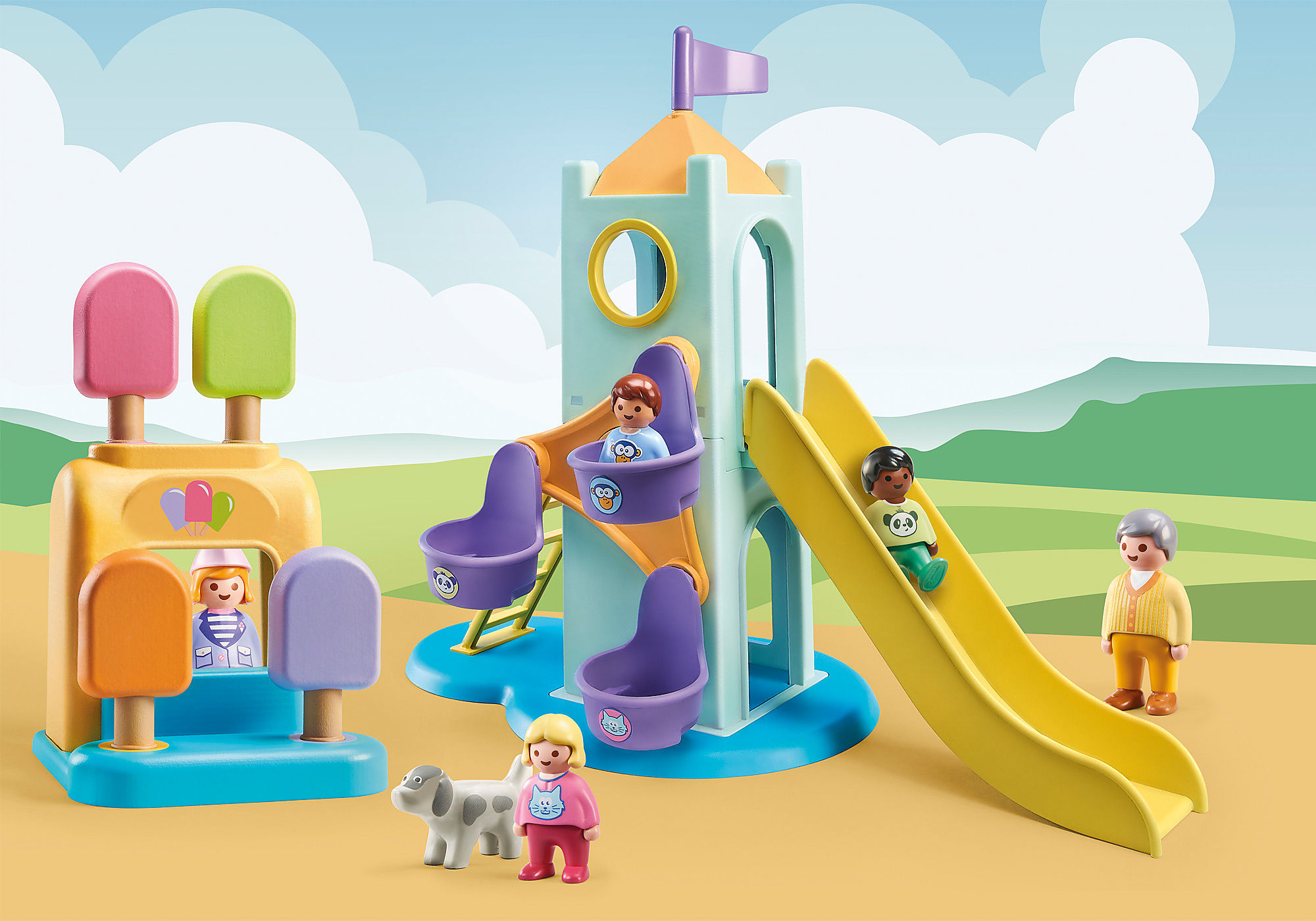 PLAYMOBIL : parc enfants - aire de jeux - 5 personnages