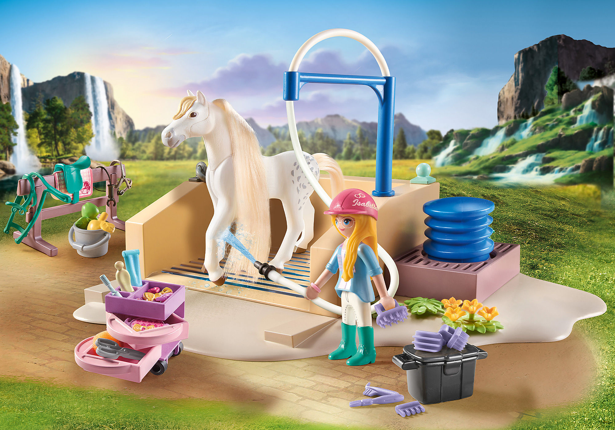 Isabella et Lioness aire de lavage Playmobil Horses of Waterfall