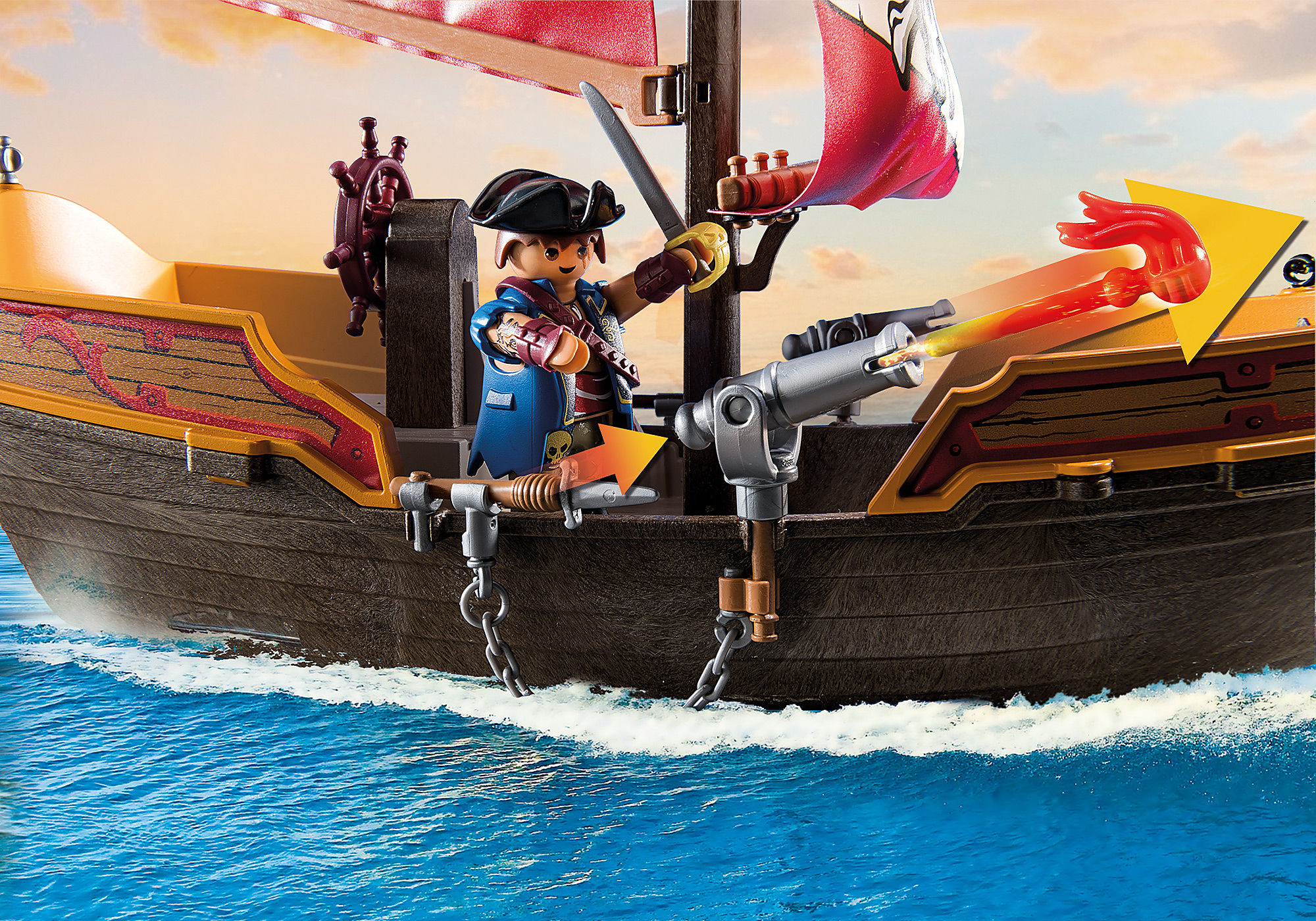 Playmobil Pirates 71418 pas cher, Chaloupe des pirates