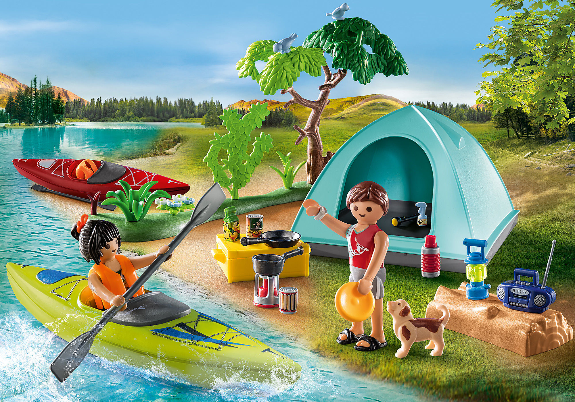Famille avec voiture et caravane - Playmobil 71423 Family Fun Camping - La  Grande Récré