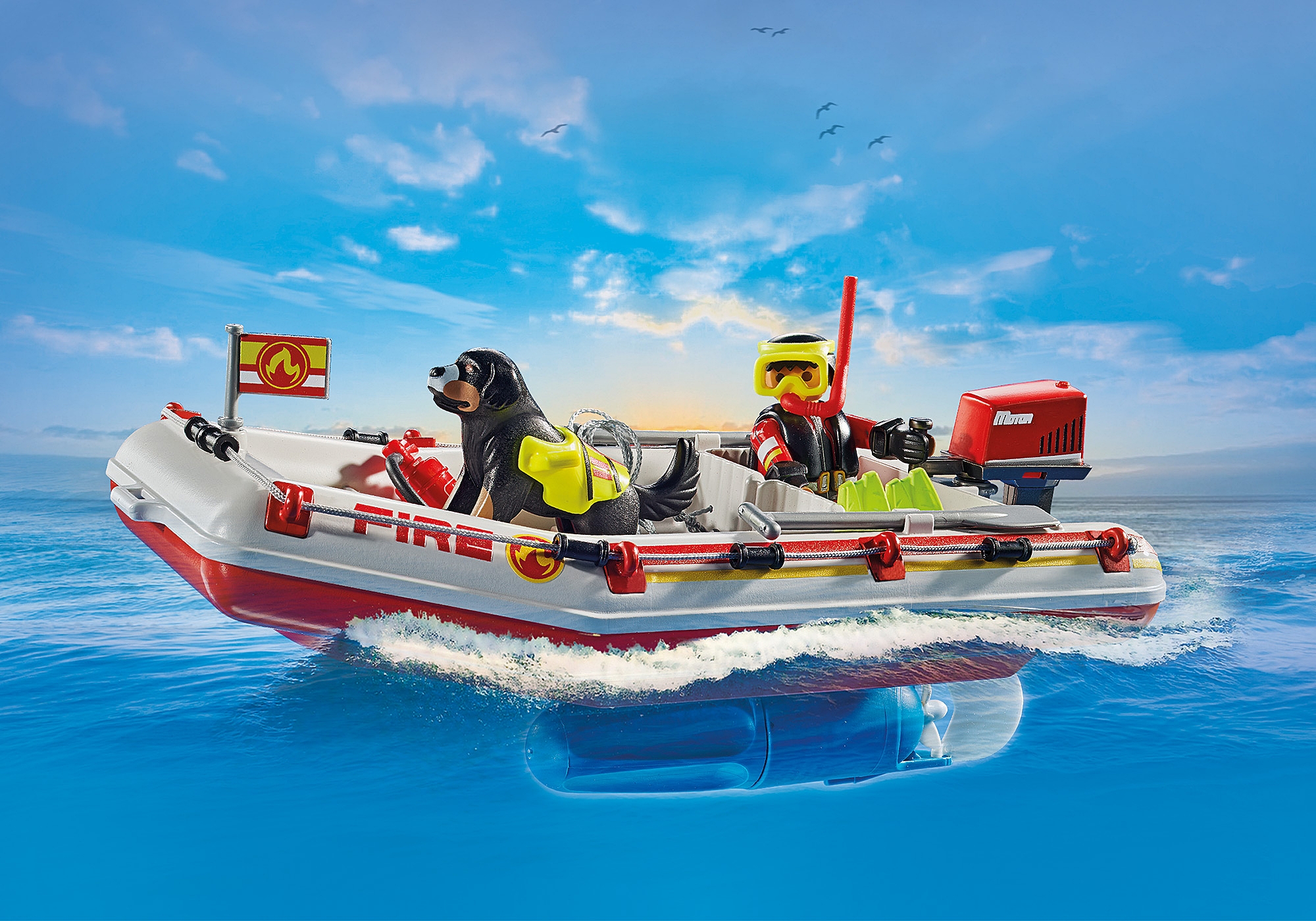 Bote de bomberos con moto acu tica 71464 PLAYMOBIL