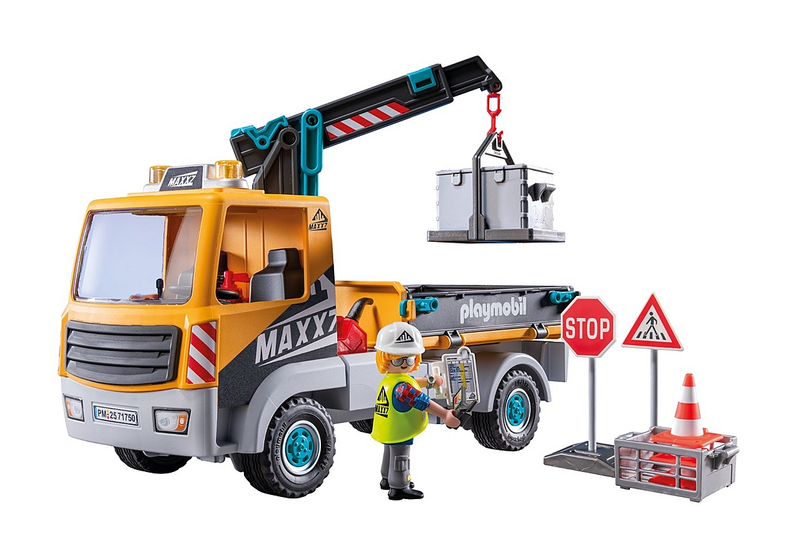 Erlebe den PLAYMOBIL Baustellen-LKW mit Kran
