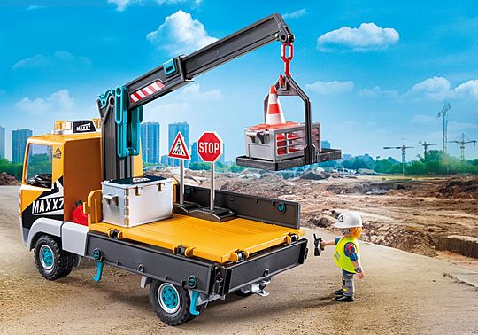Baustellen-LKW mit Kran Baustellen-LKW mit Kran