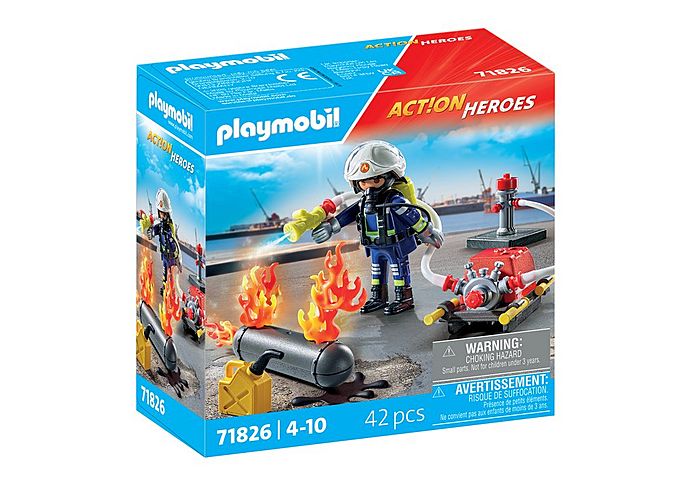 Protege el depósito con el bombero de PLAYMOBIL