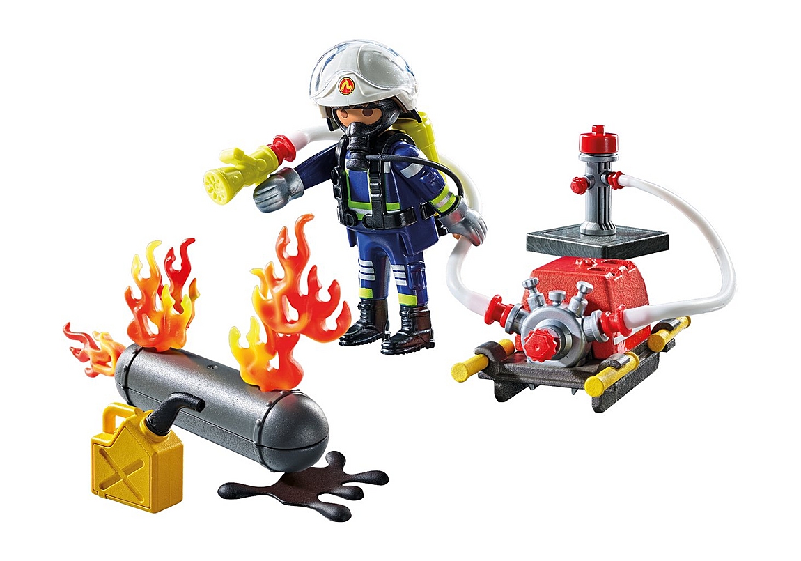 Protege el depósito con el bombero de PLAYMOBIL
