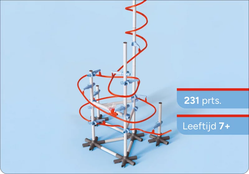 SKY TRAILS Bahn mit Kurvenelementen, befestigt an einer Tischkante