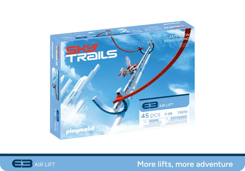 Alle Bauteile des SKY TRAILS Air Lift Erweiterungssets mit 45 Teilen im Überblick