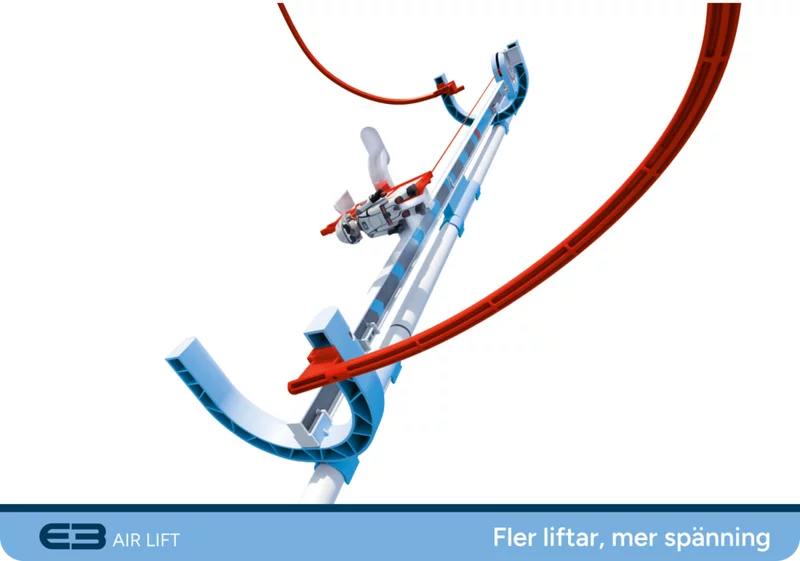 Produktöversikt över SKY TRAILS-sortimentet med Air Lift och andra expansionsset – kreativt byggleksak för barn från 7 år.