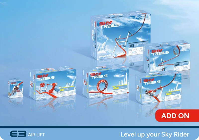 Nahaufnahme des SKY TRAILS Air Lift Moduls mit Seilzug und roter Fahrspur