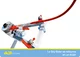 Nahaufnahme der Flip Rail Funktion mit Astronautenfigur und scharfer Kurve ? Teil des SKY TRAILS Bausets 