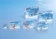 Productoverzicht van het SKY TRAILS assortiment met de Flip Rail uitbreiding op de voorgrond - ideaal cadeau voor kinderen vanaf 7 jaar.