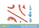 Componenti del set Looping di SKY TRAILS, inclusi elementi di pista curvi e diritti in rosso e blu - entusiasmante set di espansione per bambini dai 7 anni in su.