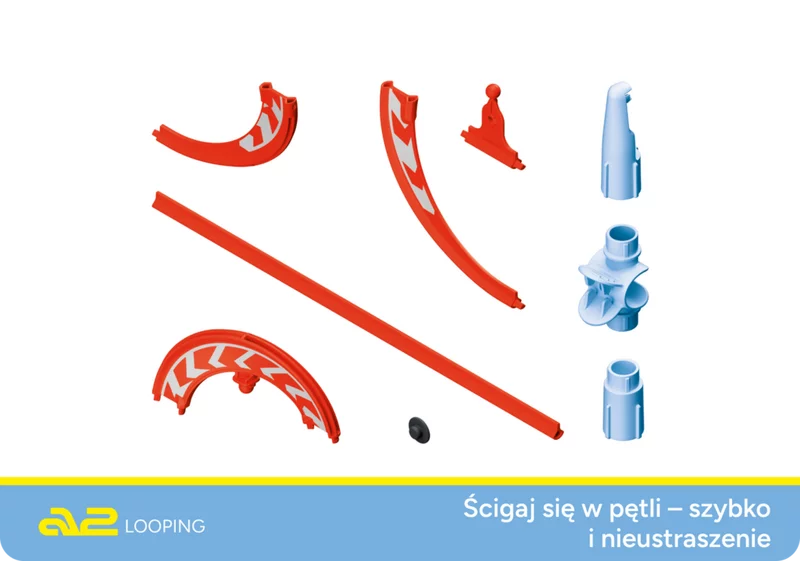 Czci zestawu ptli Sky Trails - czerwone i niebieskie elementy torów, proste i zakrzywione - ekscytujce rozszerzenie dla dzieci 7+