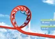 Azione looping ad alta quota. Primo piano di un looping rosso con frecce direzionali del set di costruzione SKY TRAILS - perfetto per un giocattolo da costruzione ricco di azione con atmosfera spaziale, dai 7 anni in su.