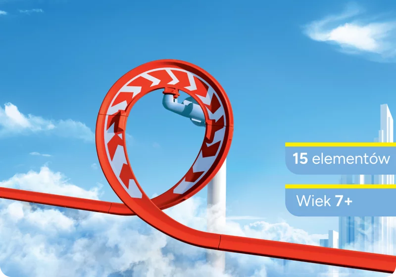 Zakrcony looping w przestworzach - zblienie czerwonego elementu z zestawu Sky Trails. Idealna kosmiczna zabawa dla dzieci od 7 lat!