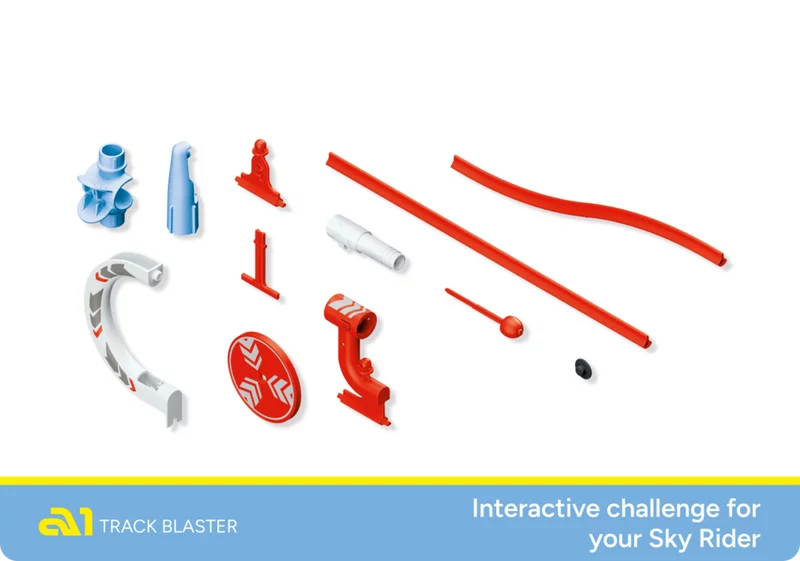 Overview of all components included in the Track Blaster Expansion Pack.