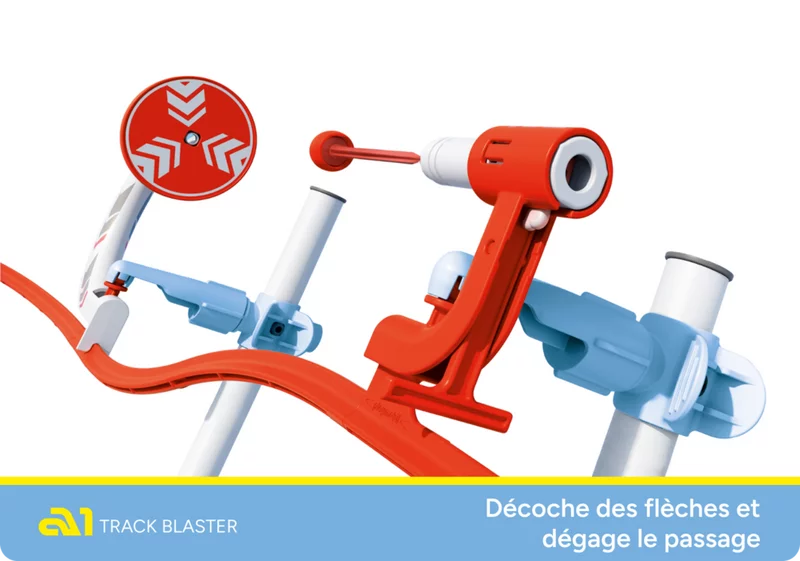 Track Blaster Abschussrampe mit Zielscheibe auf gebogener SKY TRAILS Schiene
