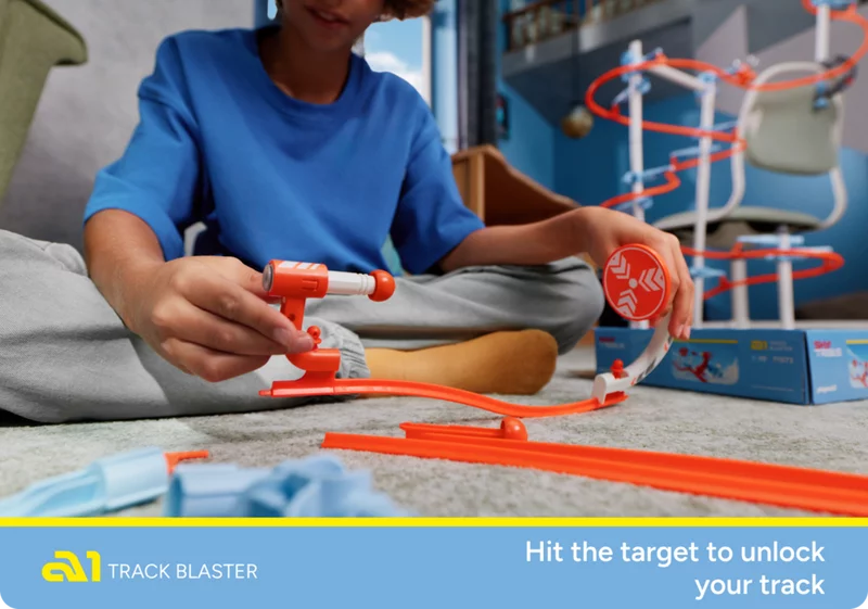 SKY TRAILS product overview featuring the Track Blaster and additional expansion sets.