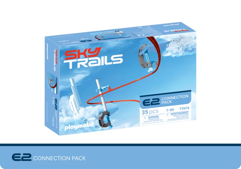 Förpackning av SKY TRAILS Connection Pack med 35 delar – expansionsset för att fästa banan på möbler eller hyllor, lämpligt för barn från 7 år.