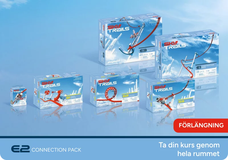 SKY TRAILS-produkturval med Connection Pack i mitten – perfekt expansionsset för bygglek i hela rummet, för barn från 7 år.