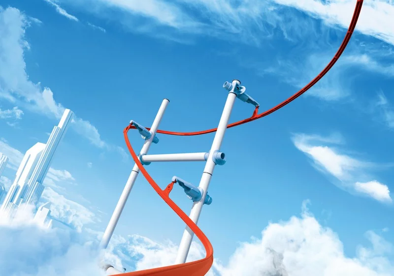 Verpakking van de SKY TRAILS E1 Construction Pack met 38 onderdelen - uitbreidingsset voor spannende en gevarieerde baanontwerpen, ideaal voor kinderen vanaf 7 jaar.