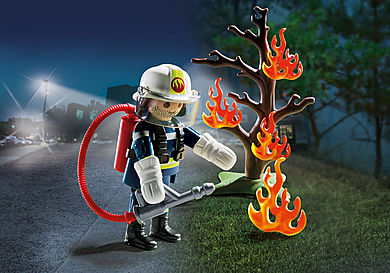 9093 Pompier avec arbre en feu