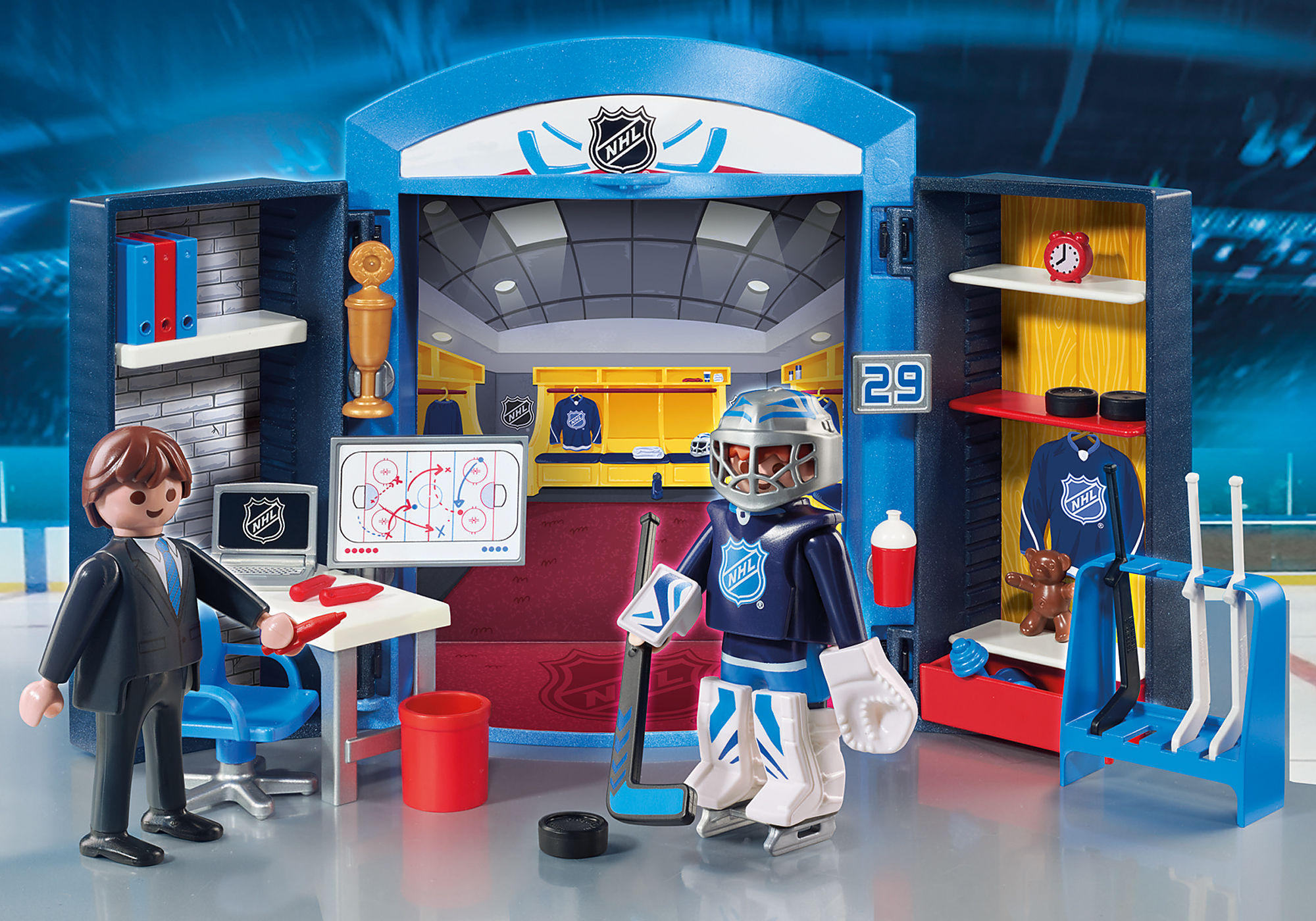  Playmobil NHL Locker Room Play Box, Blue : Toys & Games