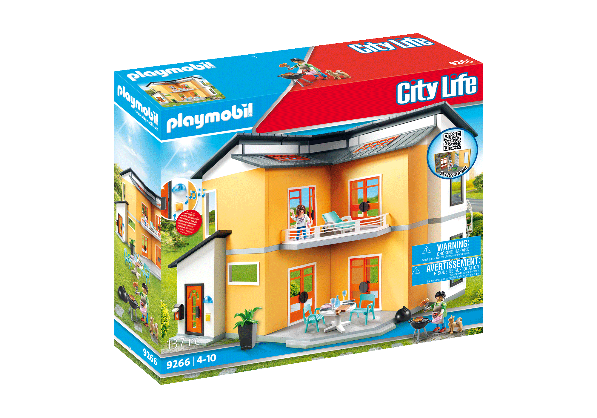 maison playmobil toit bleu