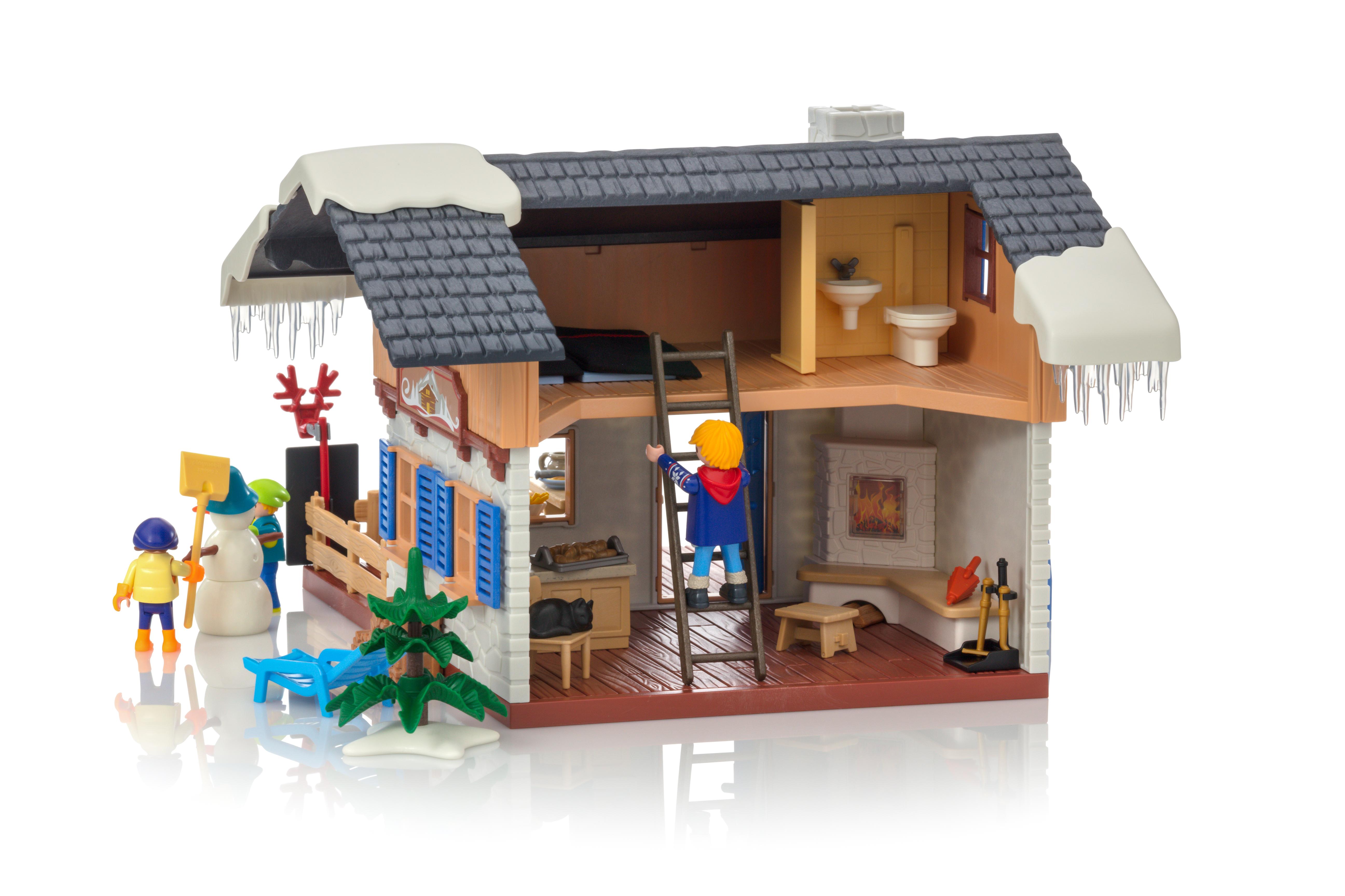 chalet avec skieurs playmobil leclerc