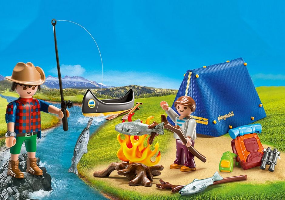 Playmobil Camping Tent Food Umbrella Chairs Table 