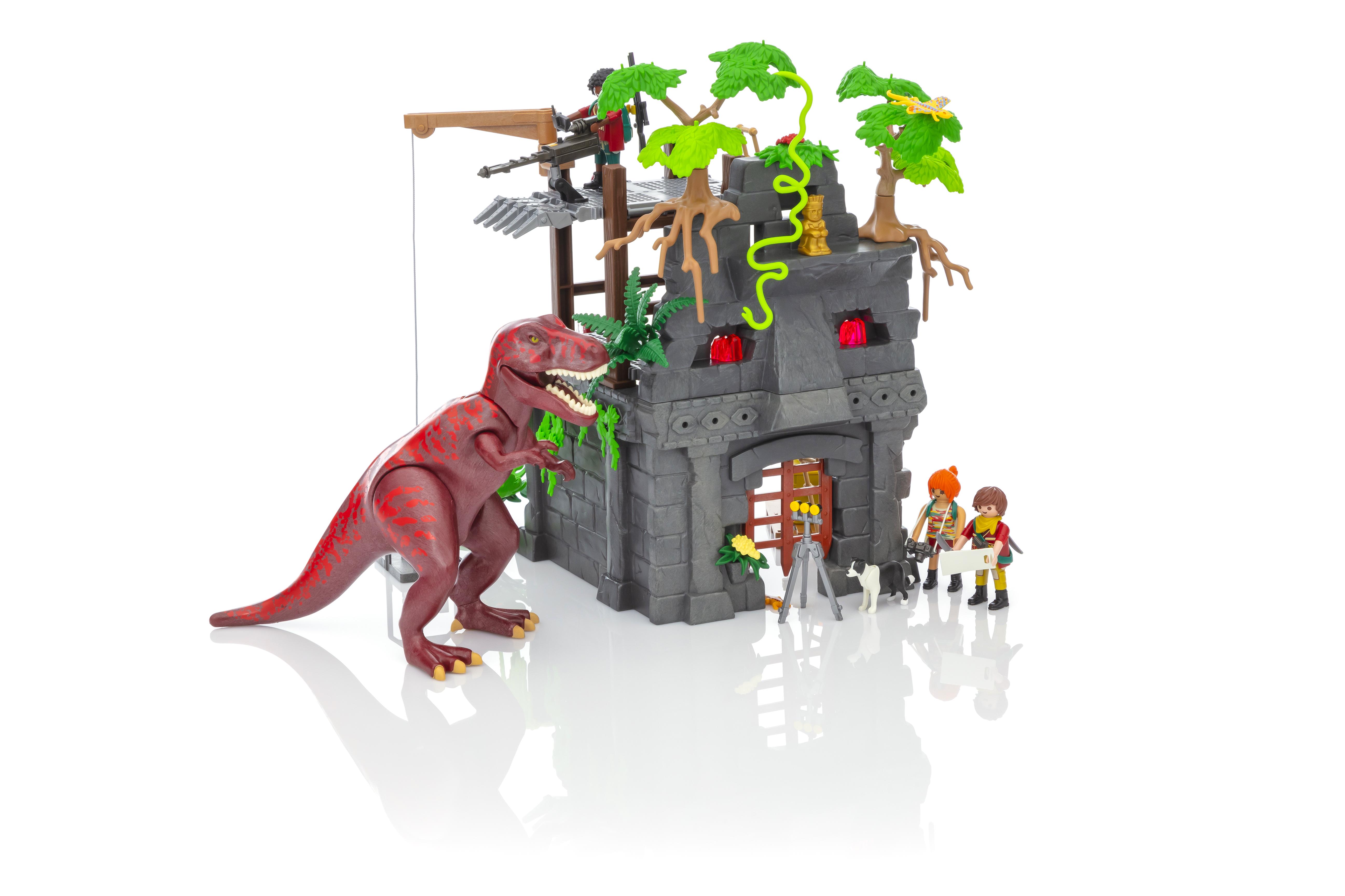 playmobil campement avec tyrannosaure