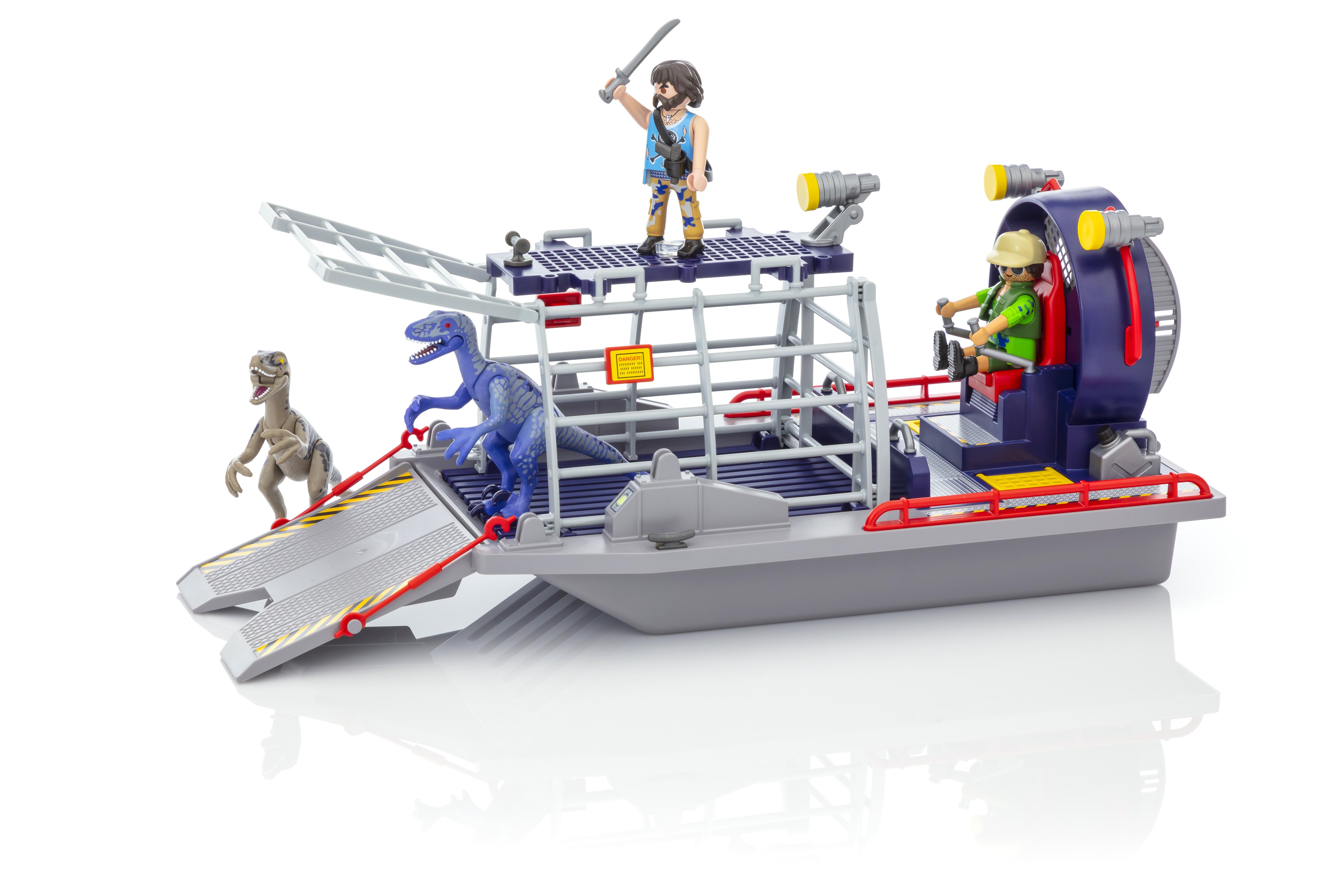 playmobil enemy airboat with raptor building set