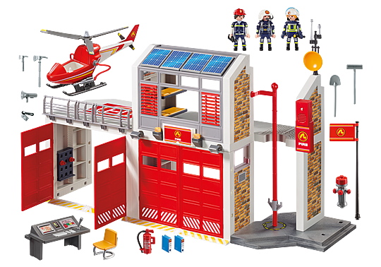 Caserne de pompiers avec hélicoptère Caserne de pompiers avec hélicoptère