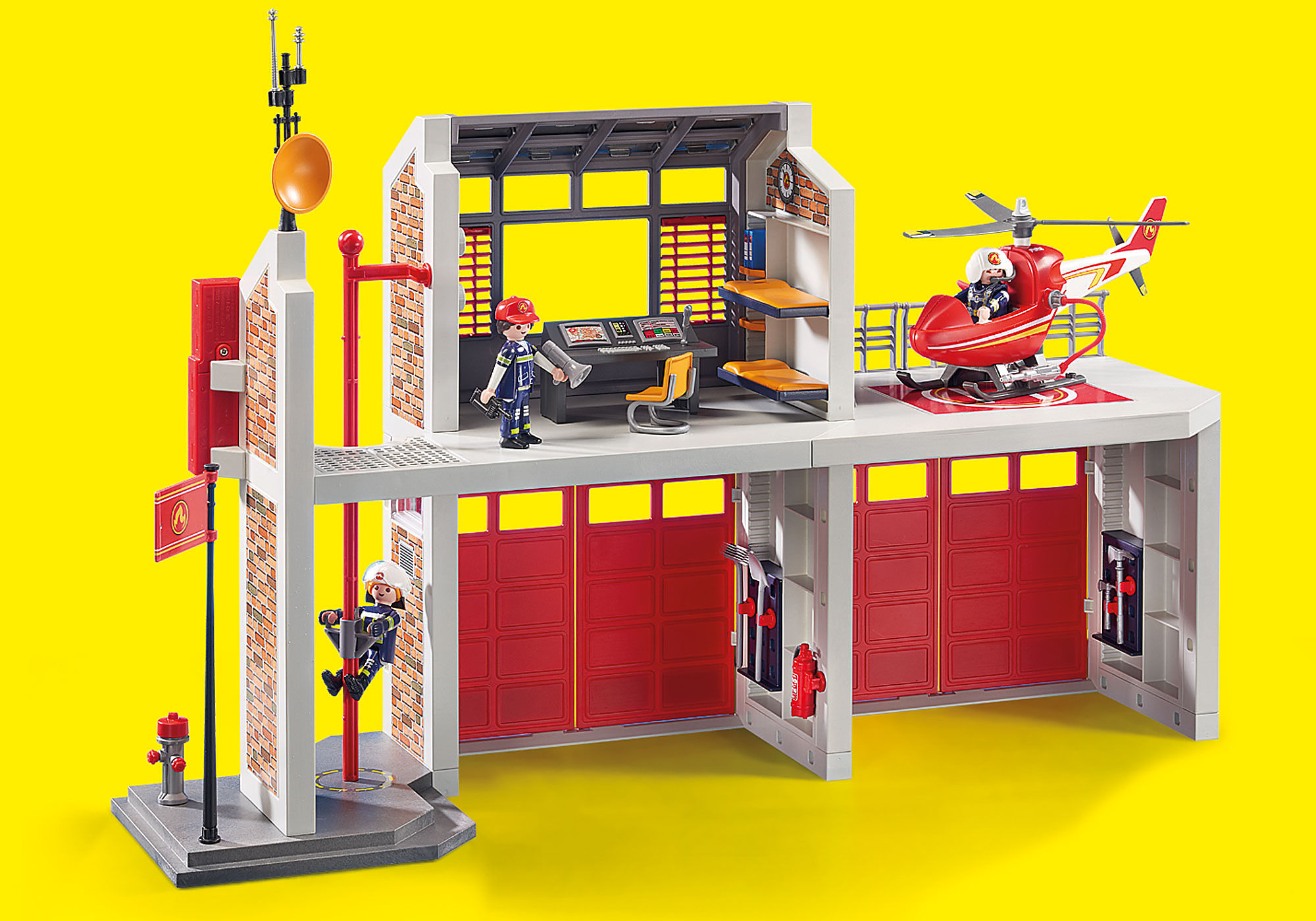 Caserne de pompiers avec hélicoptère