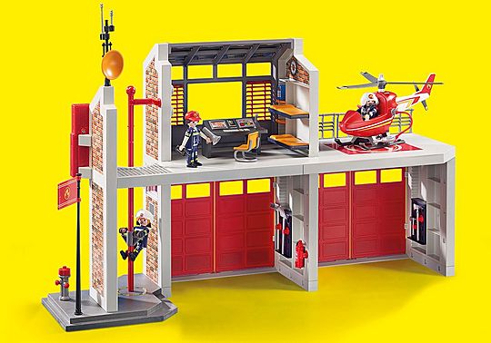 Caserne de pompiers avec hélicoptère Caserne de pompiers avec hélicoptère