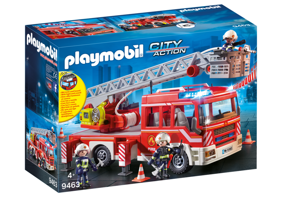 Ab 5... PLAYMOBIL City Action 9463 Feuerwehr-Leiterfahrzeug mit Licht und Sound 
