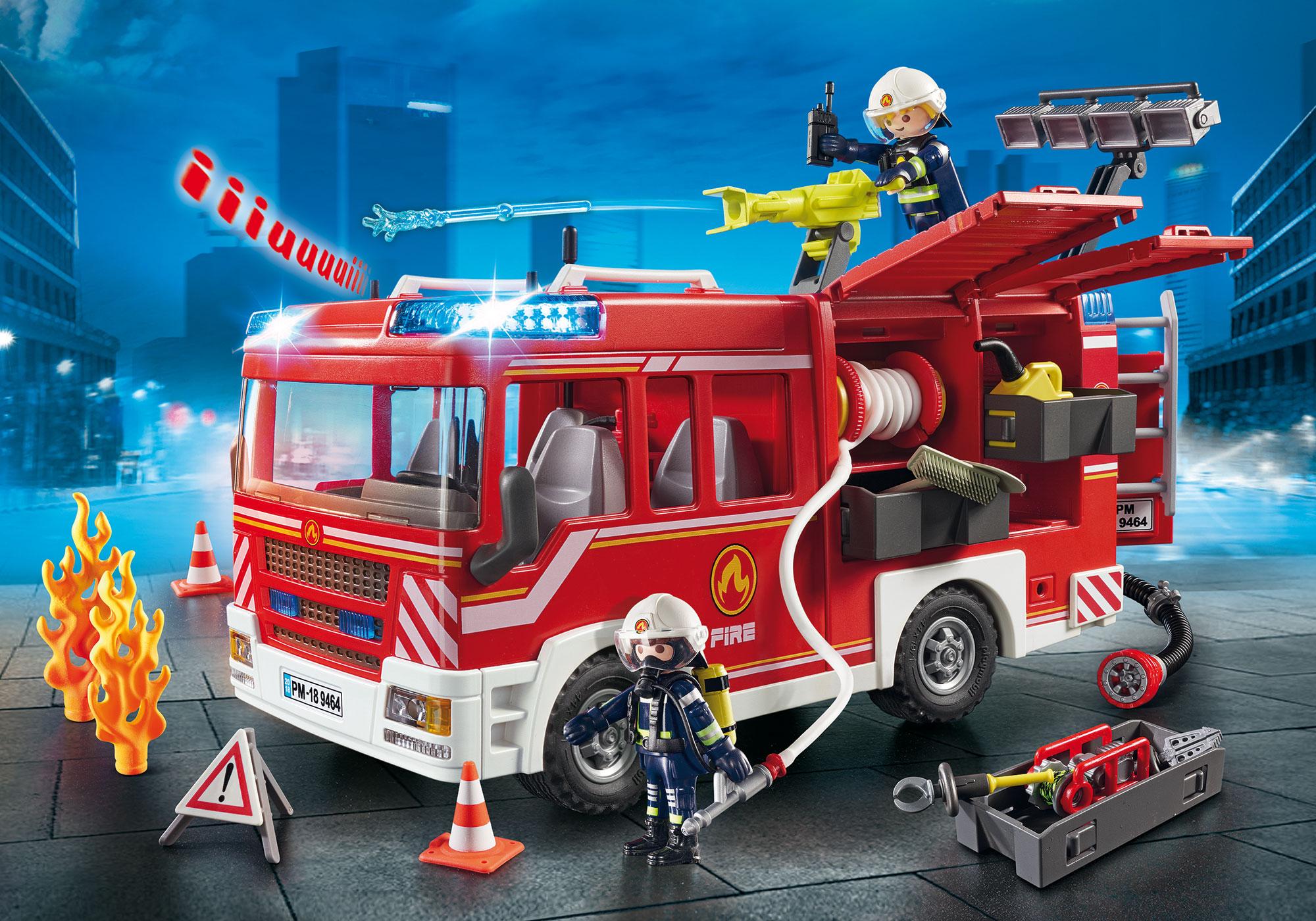 playmobil fire engine and station
