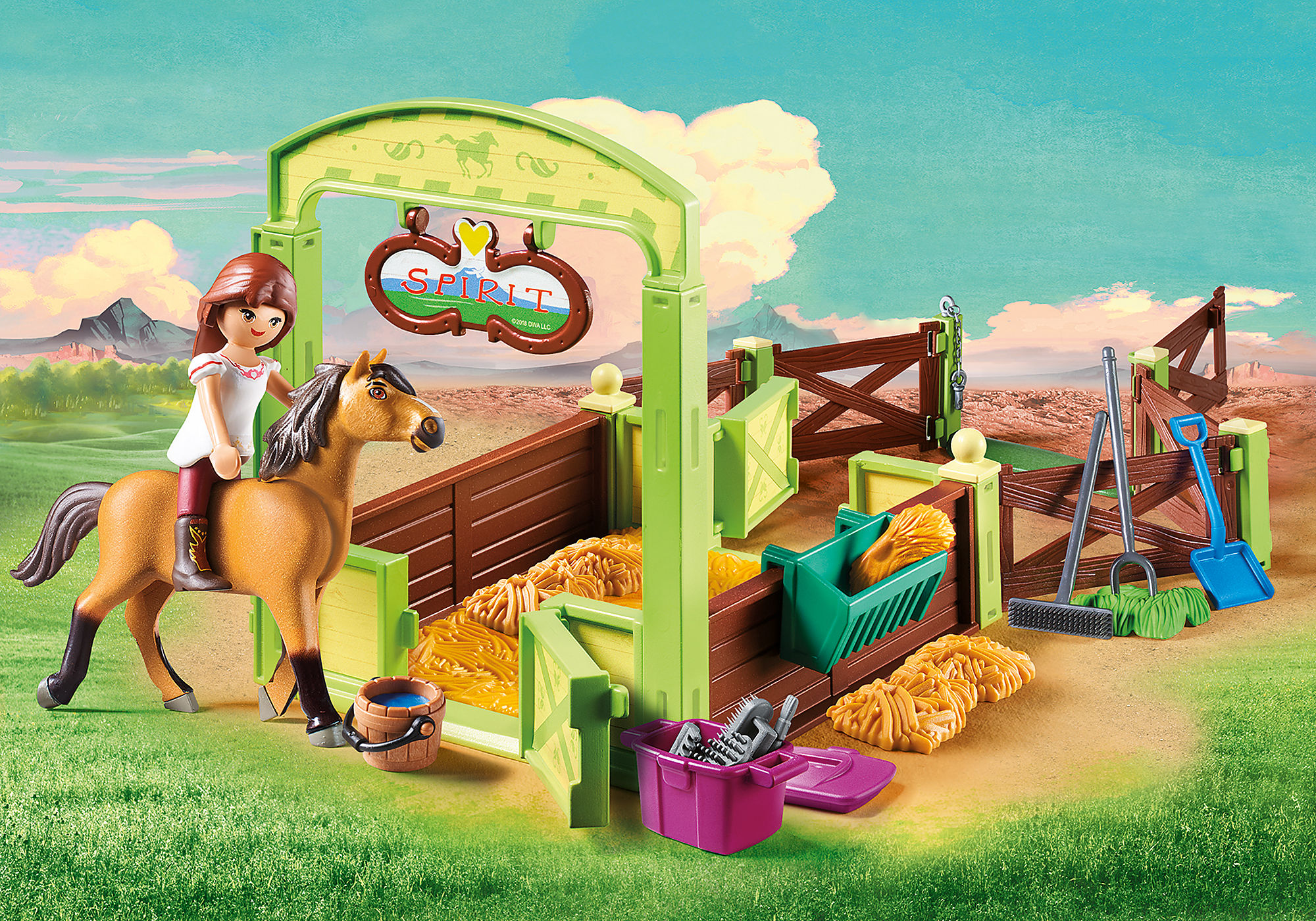 Lucky & Spirit with Horse Stall - 9478 PLAYMOBIL®