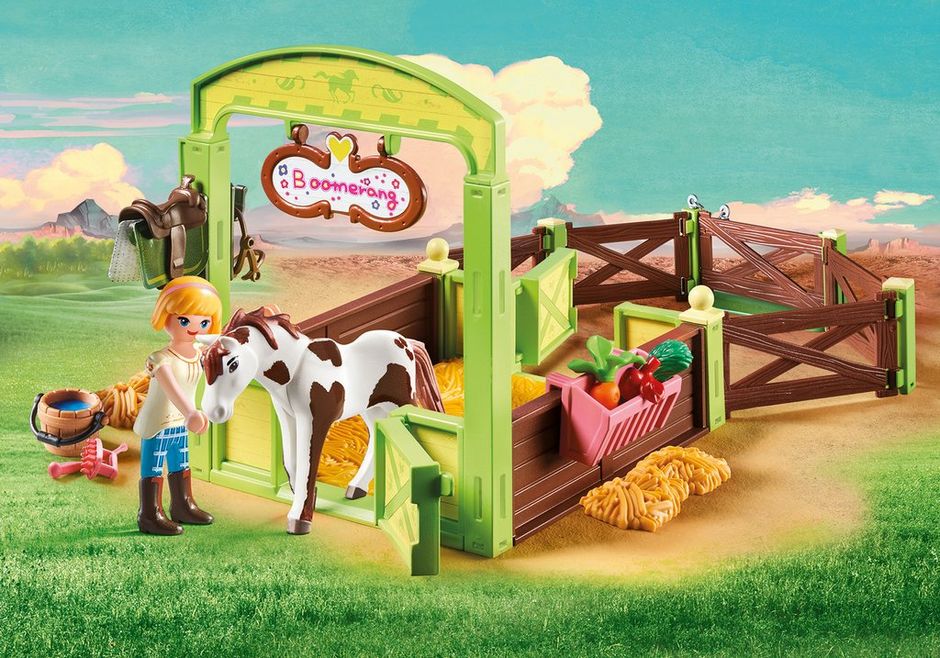 Abigail /& Boomerang /& Horse Stall NEW Playmobil Dreamworks Spirit Riding Free