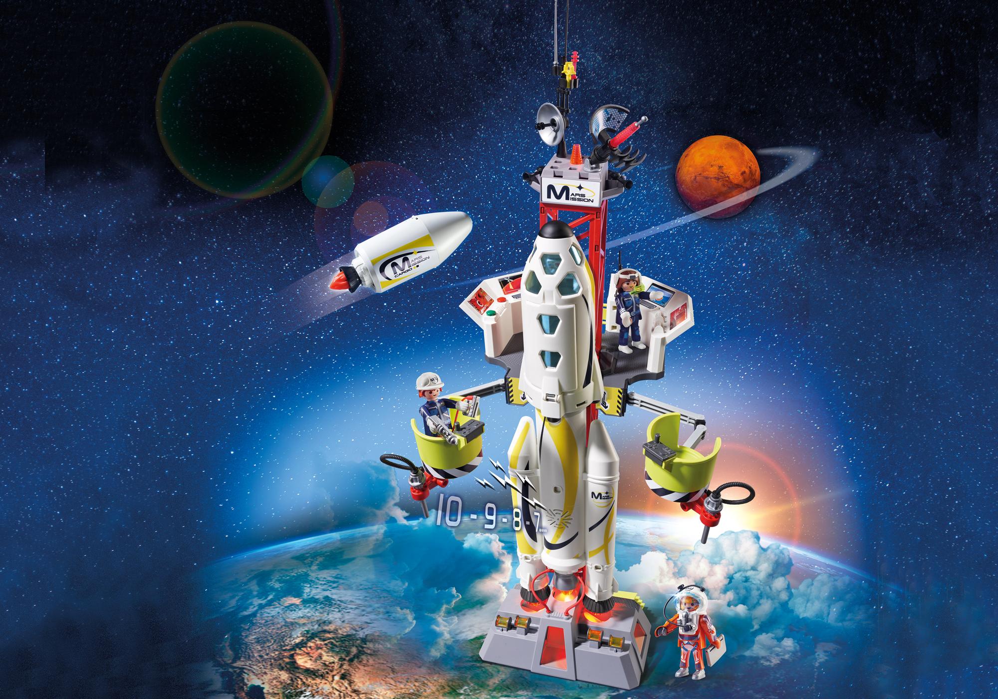 playmobil mission rocket with launch site