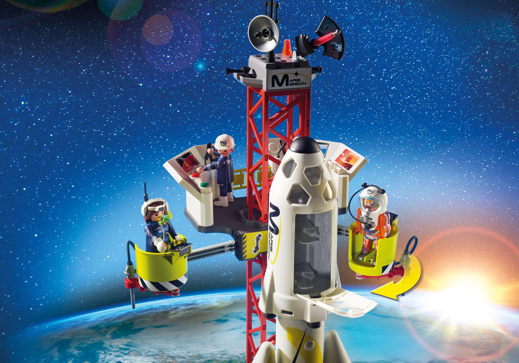 playmobil space rocket with launch site