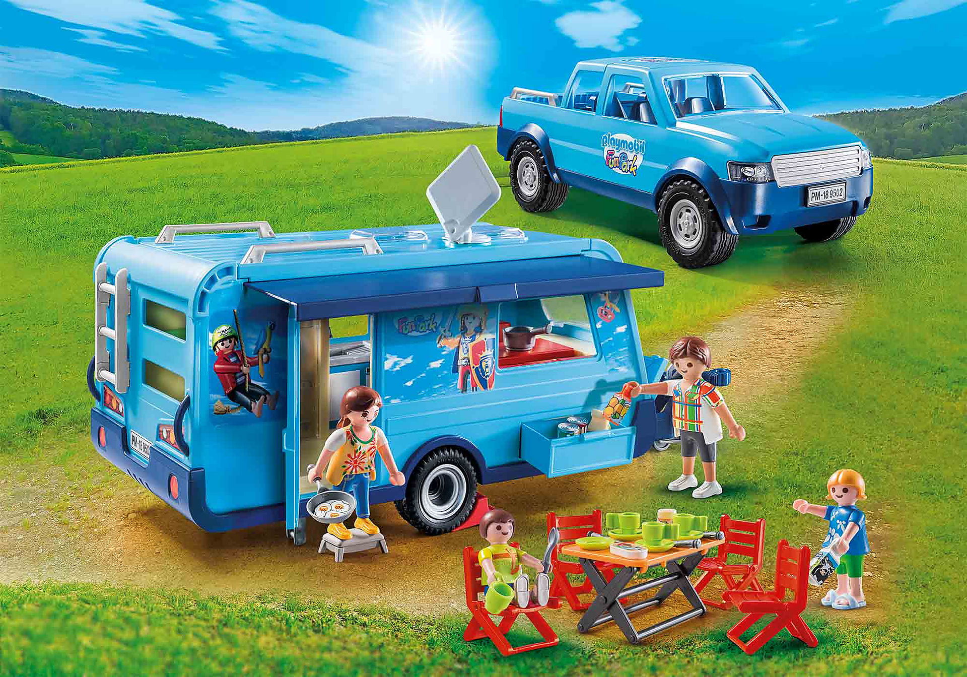 9502 PLAYMOBIL-FunPark Pickup con roulotte zoom image1