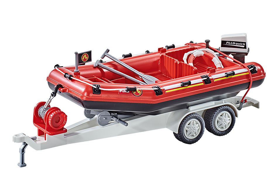 9845 Brandweerboot met aanhangwagen detail image 1