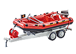 9845 Brandweerboot met aanhangwagen