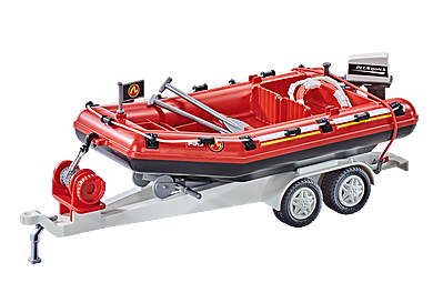 9845 Brandweerboot met aanhangwagen