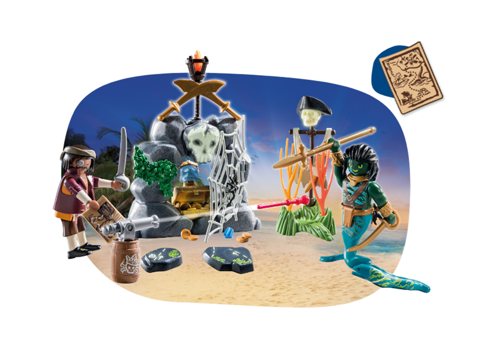 PLAYMOBIL Schatzh&ouml;hle mit Kristallsch&auml;del, Mur&auml;nen-Deeper, Kanone und Piratenfigur &ndash; spannendes Piraten Spielzeug mit &Uuml;berraschungseffekt ab 4 Jahren&ldquo;